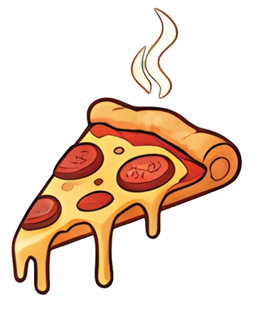 Fatia de pizza flutuando com queijo derretido